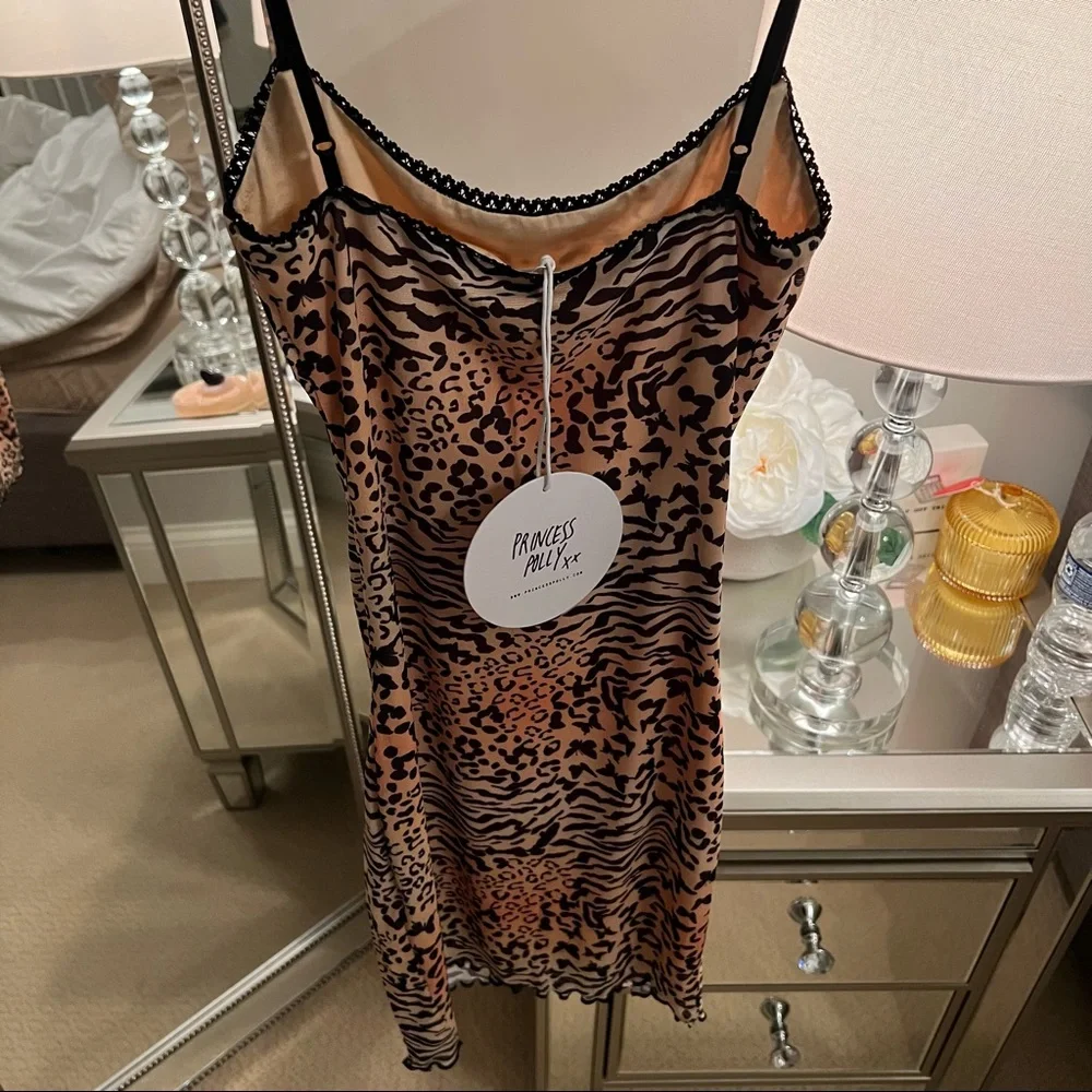 Princess Polly Autumn Mini Dress Leopard Bodycon Size 0 - Picture 4 of 9